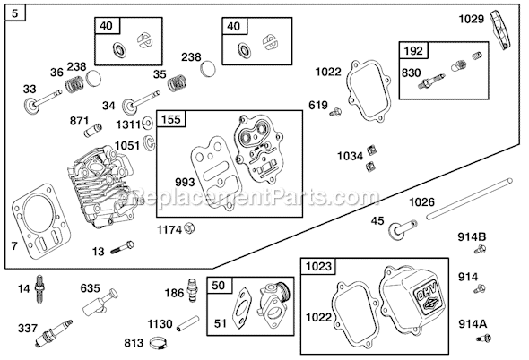 Page B Diagram and Parts List for 124335SERIES 8101, 8102, 8103 Briggs and Stratton Engine